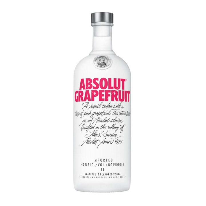 Absolut Grape Fruit vodka bottle on a clean white background