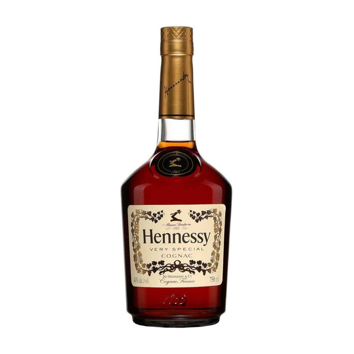 Hennessy VS cognac bottle on a clean white background