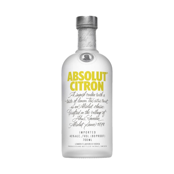 Absolut Vodka Citron vodka bottle on a clean white background