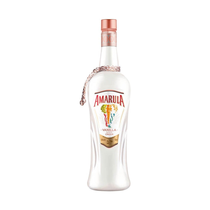 Amarulla Vanilla Spice liqueur bottle on a clean white background
