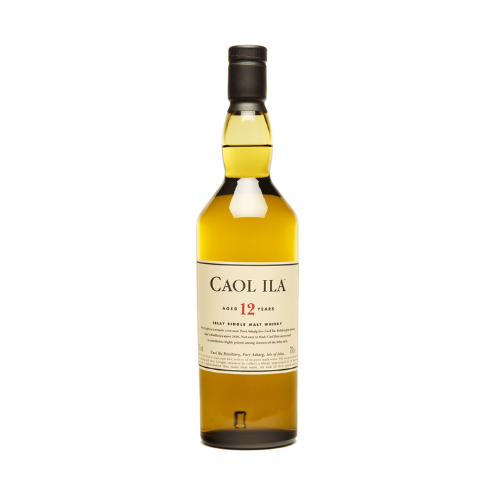 Caol Ila 12 Yo whisky bottle on a clean white background