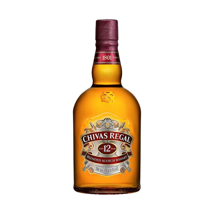 Chivas Regal 12YO whisky bottle on a clean white background