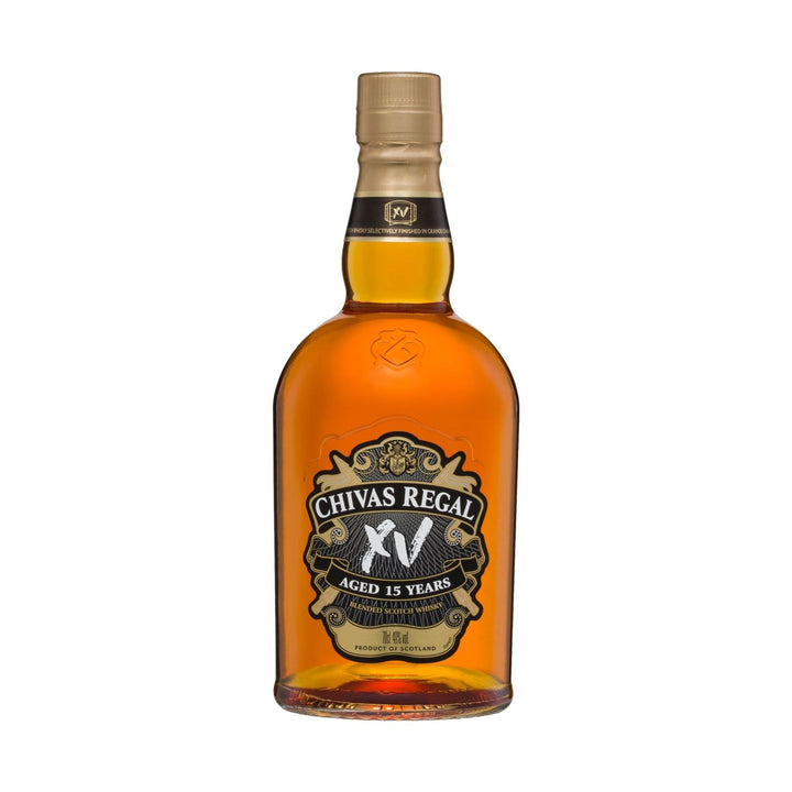 Chivas Regal 15YO whisky bottle on a clean white background