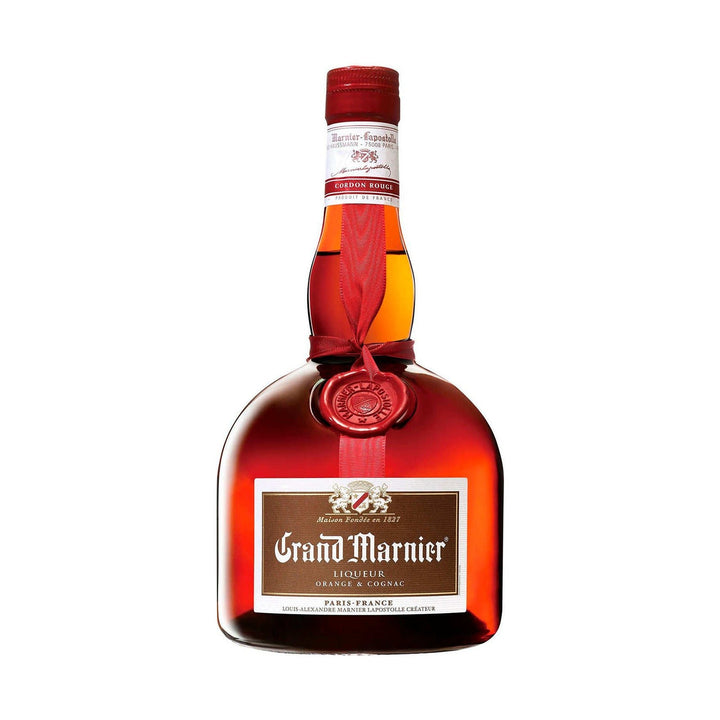 Grand Marnier Rouge liqueur bottle on a clean white background
