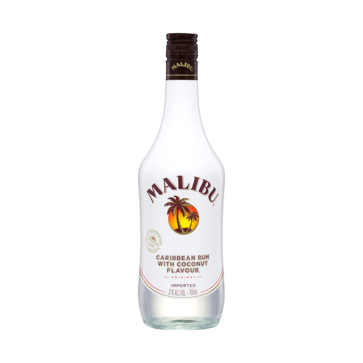 Malibu Coconut Rum rum bottle on a clean white background