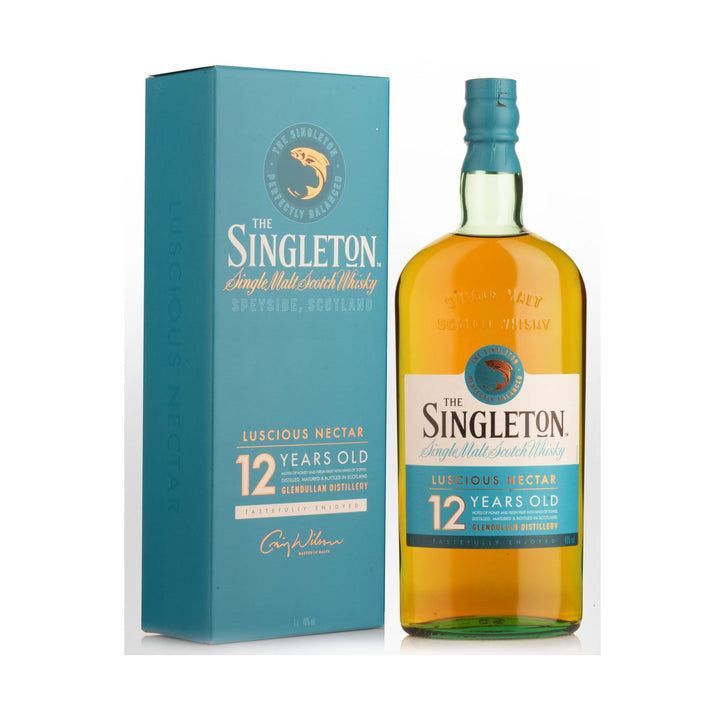 Singleton Of Glendullan 12 Yo whisky bottle on a clean white background
