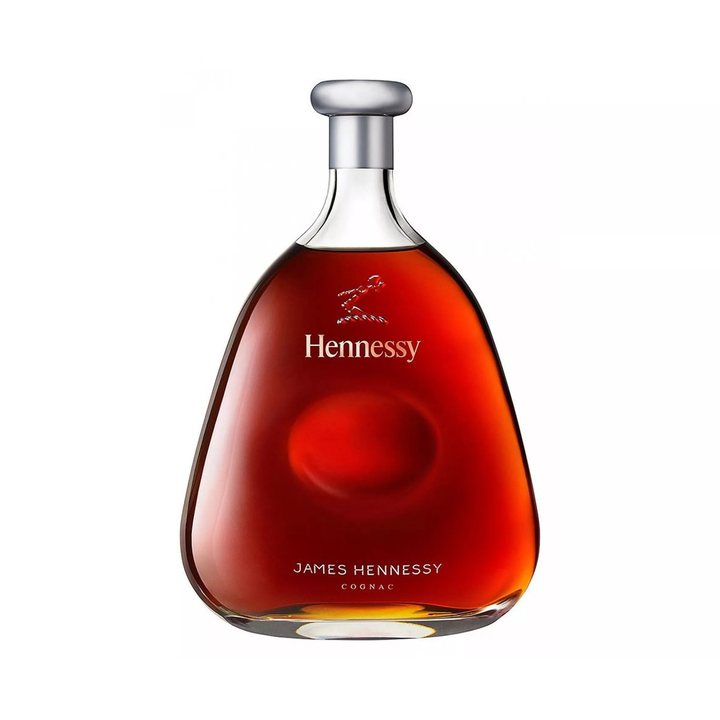 Hennessy James cognac bottle on a clean white background