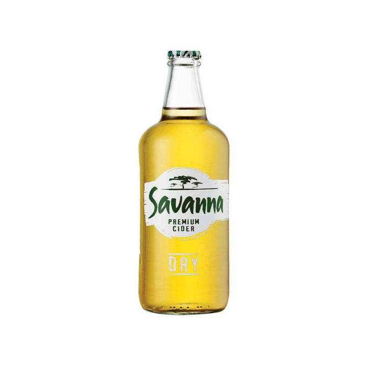 Savanna Dry Cider bottle front view on a clean white background