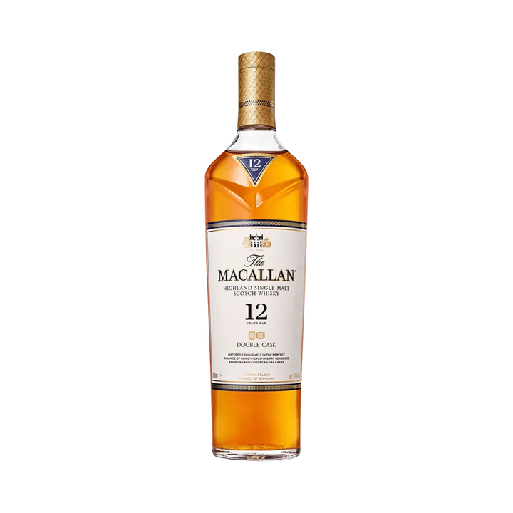 The Macallan Double Cask 12 Years Old bottle and gift box on a clean white background