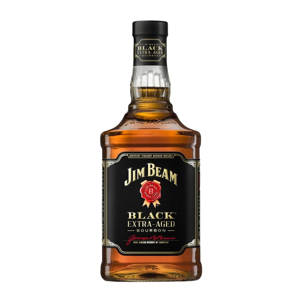 Jim Beam Black whisky bottle on a clean white background