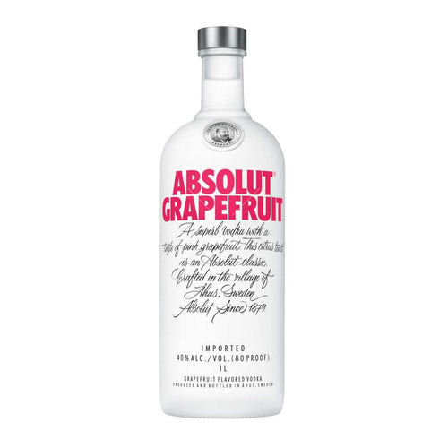 Absolut Grape Fruit vodka bottle on a clean white background