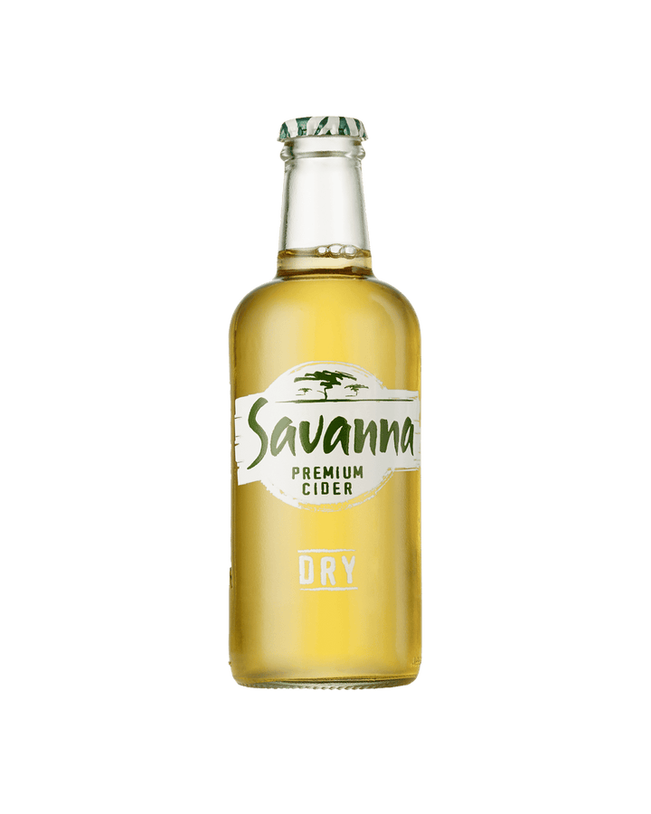 Savanna Dry cider 330 ml bottle on white background