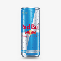 Red Bull Sugarfree 250 ml can on white background