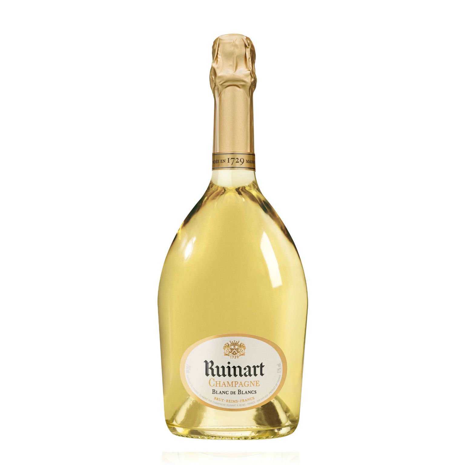 Ruinart Blanc De Blanc product bottle on a clean white background