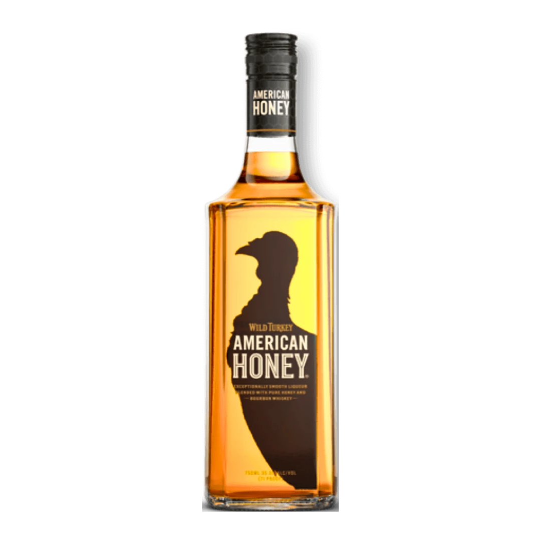 Wild Turkey American Honey whisky bottle on a clean white background