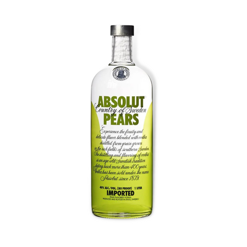 Absolut Vodka Pears vodka bottle on a clean white background