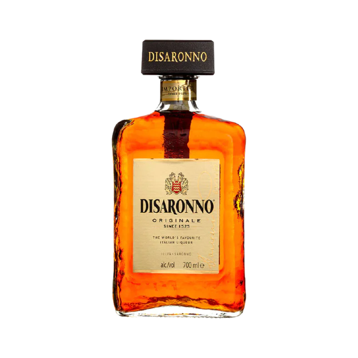 Amaretto Di Saronno liqueur bottle on a clean white background