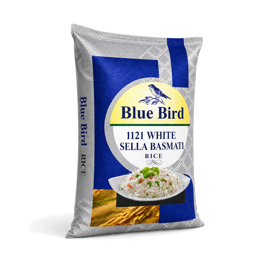 Blue Bird 1121 White Sella Basmati Rice bag