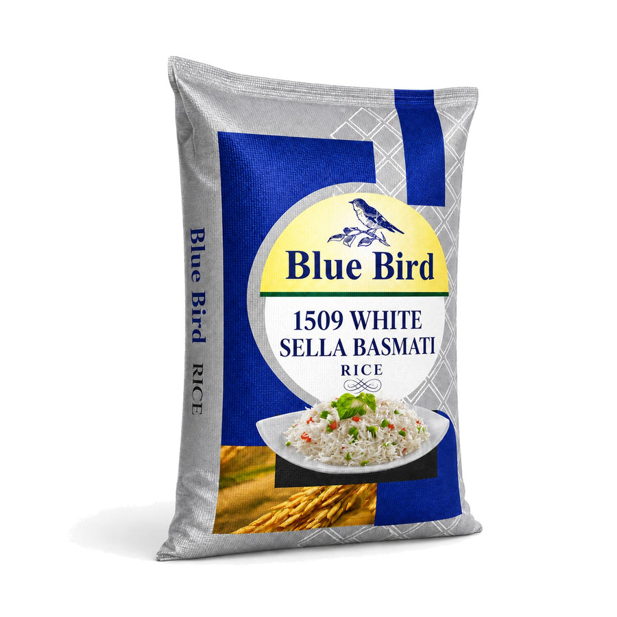 Blue Bird 1509 White Sella Basmati Rice bag