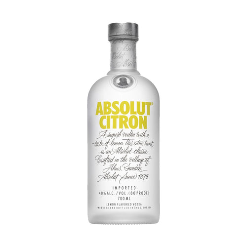 Absolut Vodka Citron vodka bottle on a clean white background