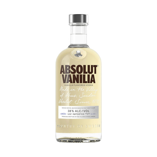 Absolut Vodka Vanilia vodka bottle on a clean white background