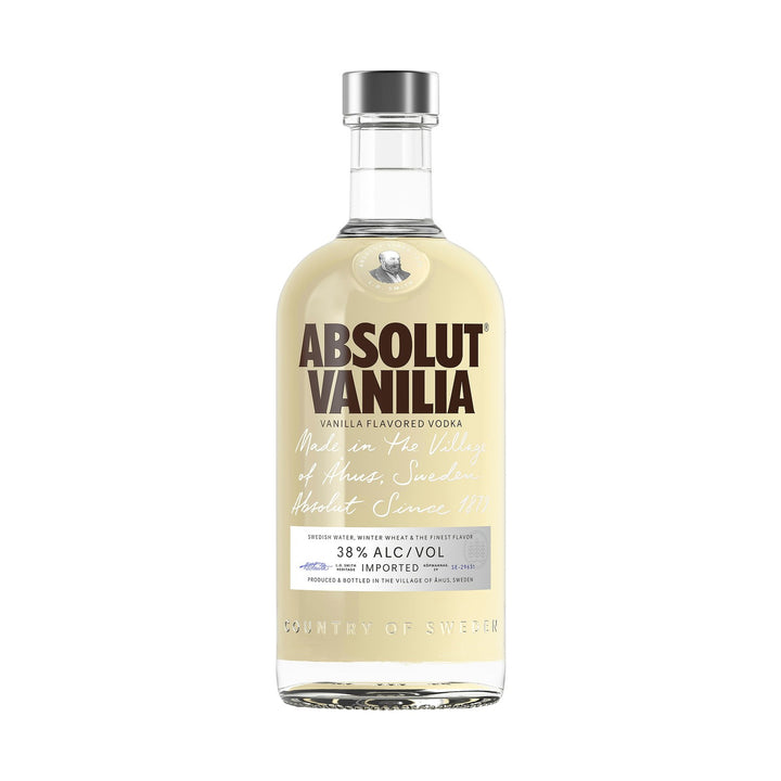 Absolut Vodka Vanilia vodka bottle on a clean white background