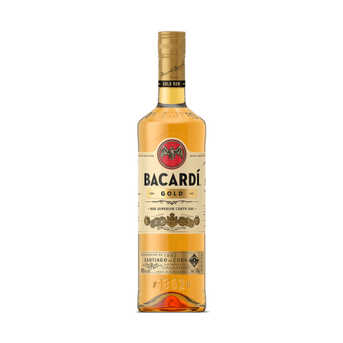 Bacardi Gold rum bottle on a clean white background