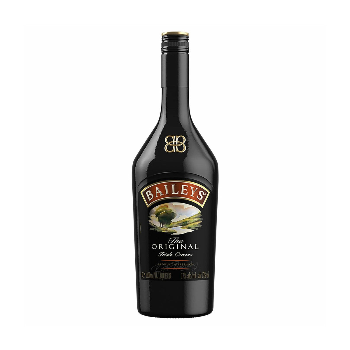 Baileys Irish Cream liqueur bottle on a clean white background