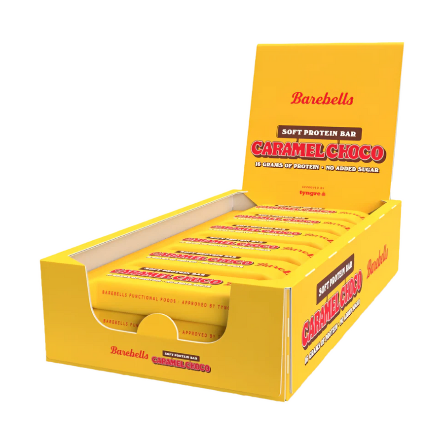 Barebells Soft Protein Bars Caramel Choco 12-bar wholesale display case
