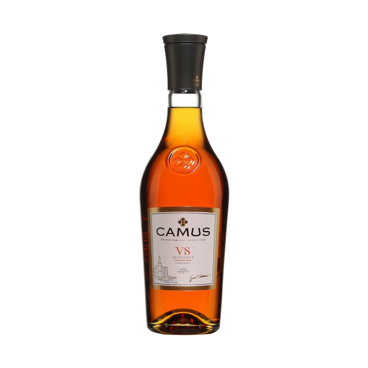 Camus Cognac VS cognac bottle on a clean white background
