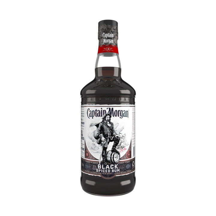 Captain Morgan Black Label rum bottle on a clean white background