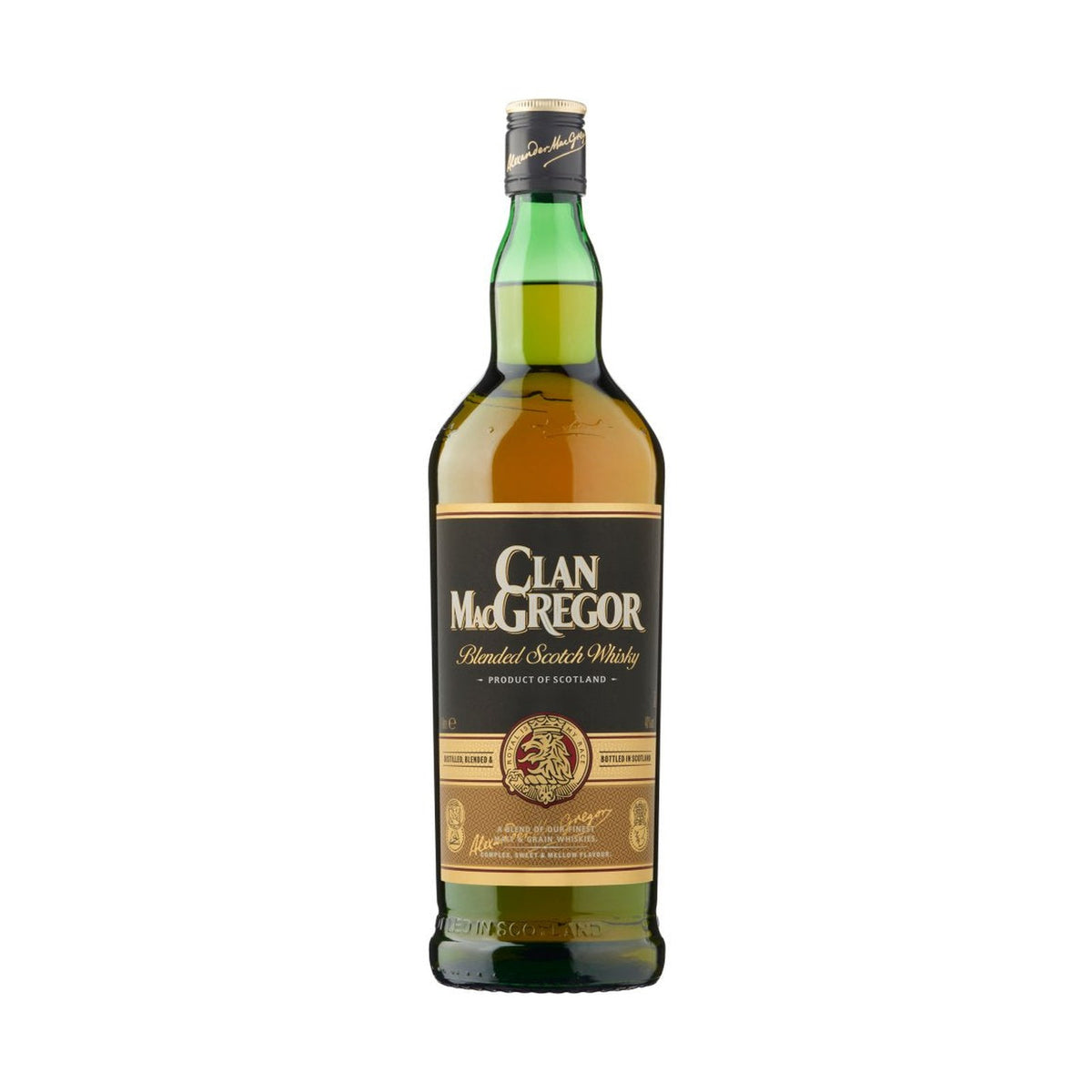 Clan Macgregor whisky bottle on a clean white background