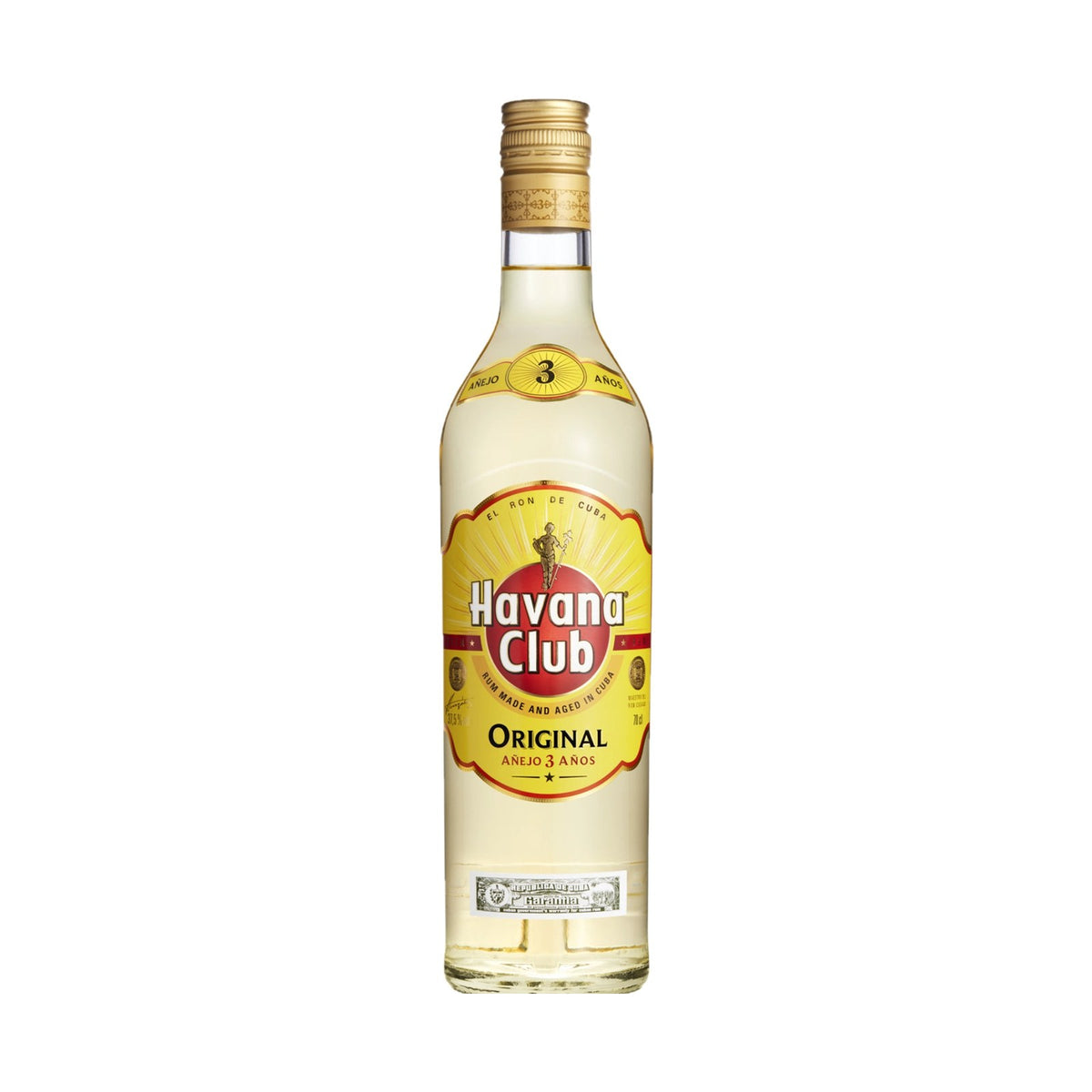 Havana Club Rhum Anejo 3YO rum bottle on a clean white background