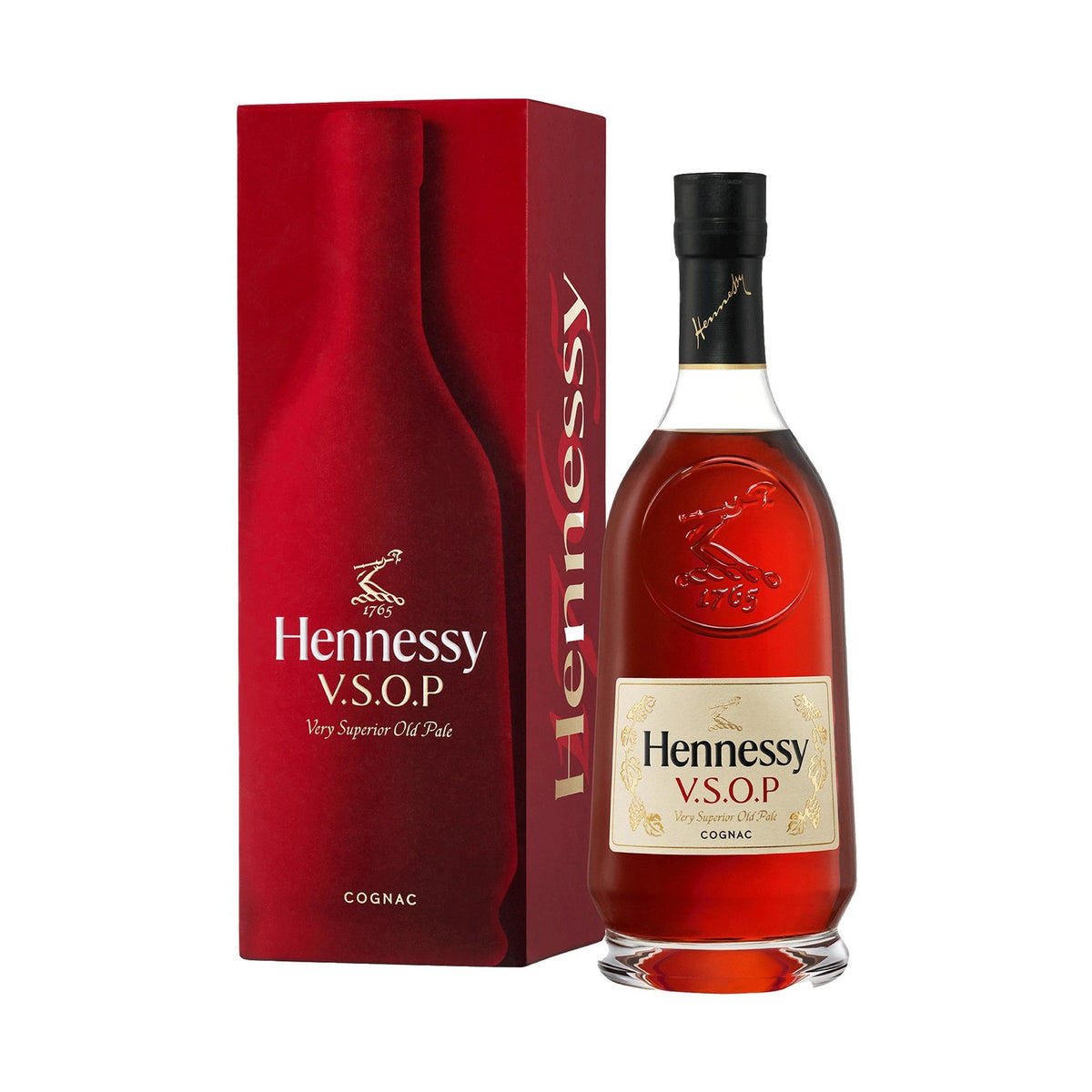 Hennessy Vsop cognac bottle on a clean white background
