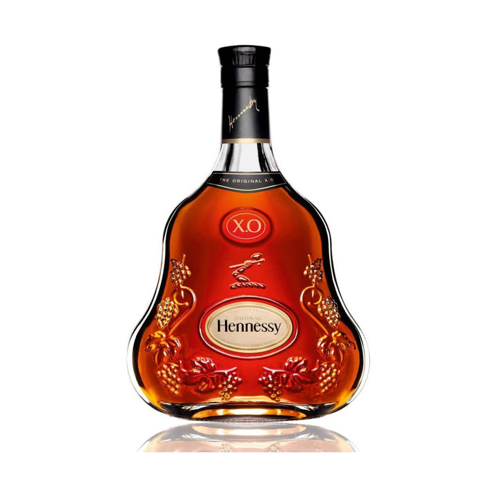 Hennessy XO cognac bottle on a clean white background