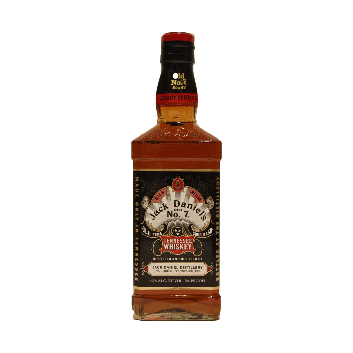 Jack Daniel's 1905 Legacy No 2 Black whisky bottle on a clean white background