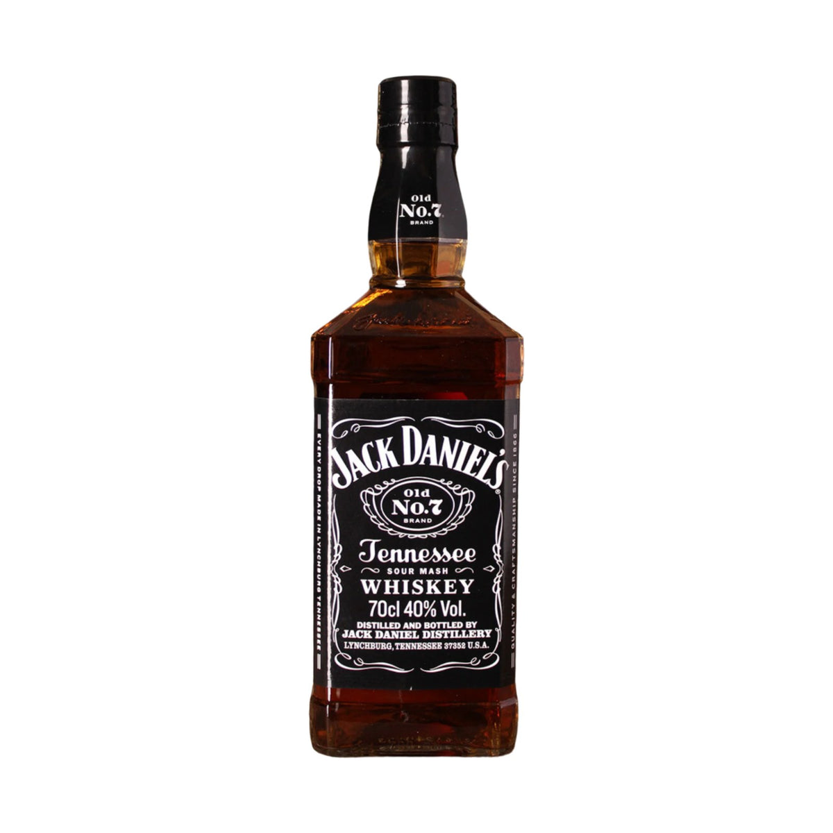 Jack Daniel's Black whisky bottle on a clean white background