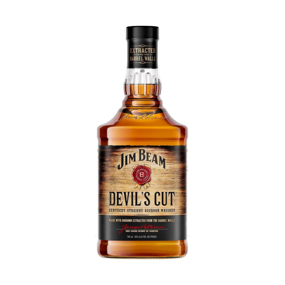 Jim Beam Devils Cut whisky bottle on a clean white background
