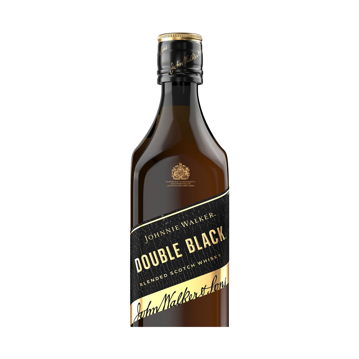 Johnnie Walker Double Black Label whisky bottle on a clean white background