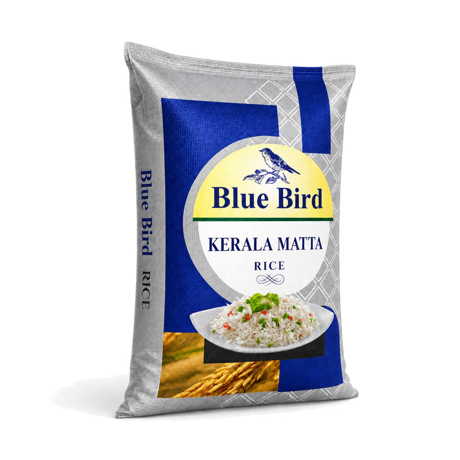 Blue Bird kerala matta rice bag on a clean white background