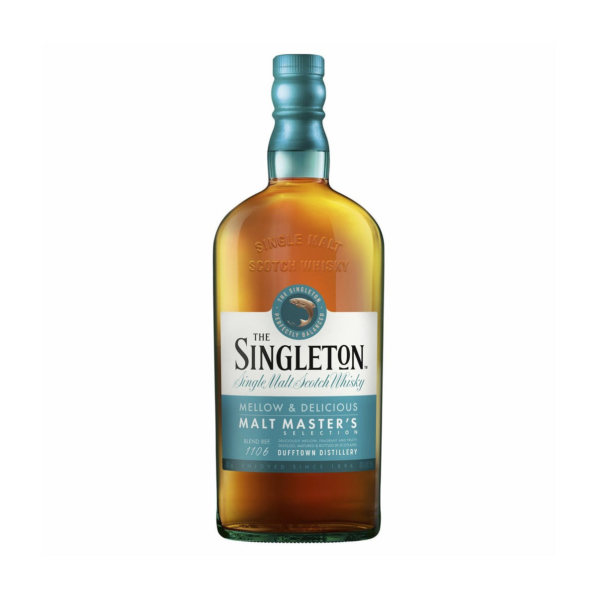 Singleton Of Dufftown Malt Master whisky bottle on a clean white background