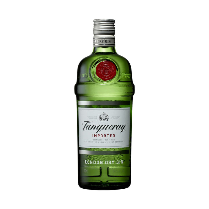 Tanqueray Lon Dry Gin gin bottle on a clean white background
