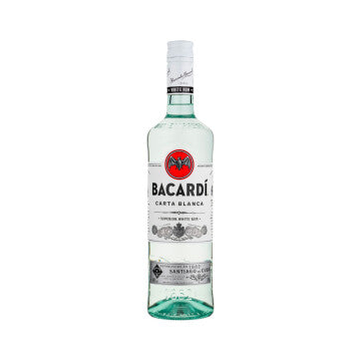 Bacardi Carta Blanca 750 ml bottle on a clean white background