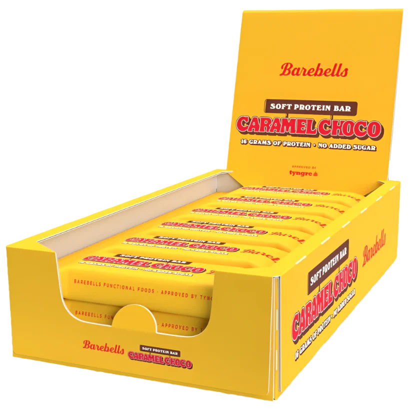 Barebells Soft Protein Bars Caramel Choco 12-bar wholesale display case