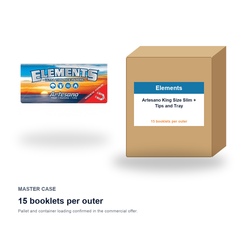 Elements Artesano King Size Slim + Tips and Tray master case - 15 booklets per outer
