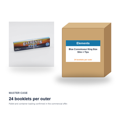 Elements Blue Connoisseur King Size Slim + Tips master case - 24 booklets per outer