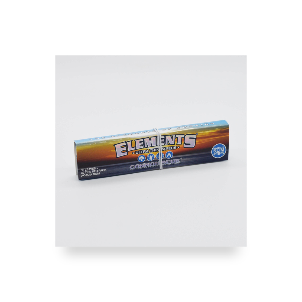 Elements Blue Connoisseur King Size Slim + Tips retail product pack on white background