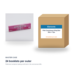 Elements Pink Connoisseur King Size Slim + Tips master case - 24 booklets per outer