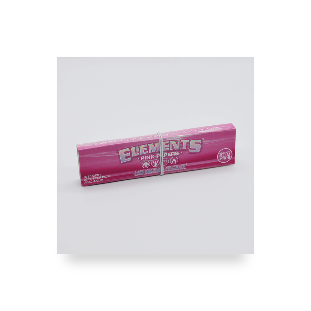 Elements Pink Connoisseur King Size Slim + Tips retail product pack on white background