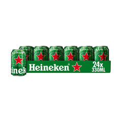 Heineken Original wholesale tray of 24 x 330 ml cans on a clean white background